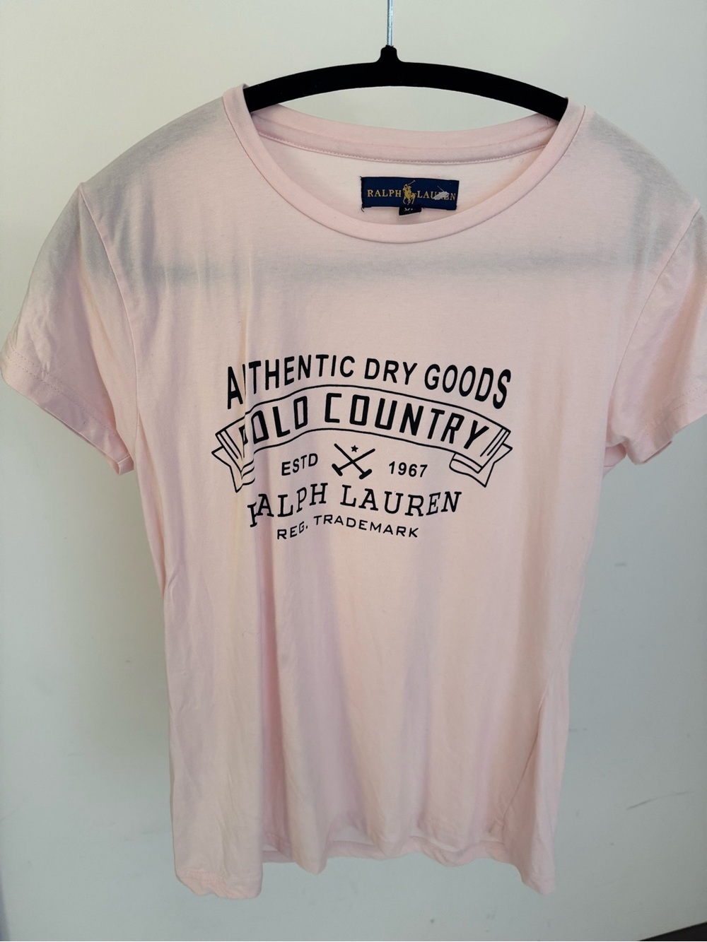 Ralph Lauren Light Pink Crewneck Tee with Black Logo
